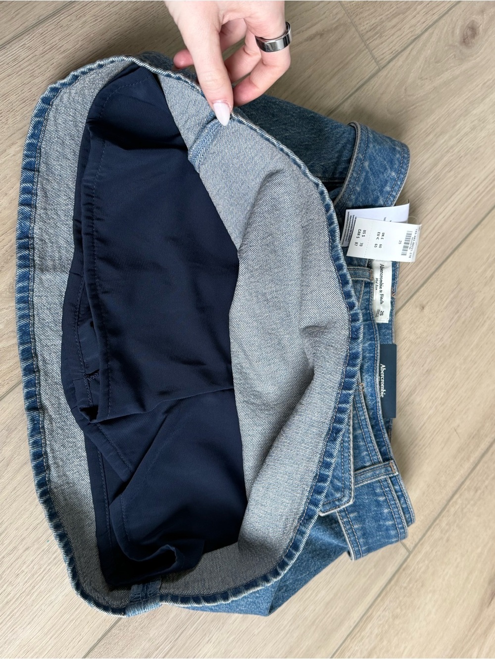 Abercrombie & Fitch Curve Love Denim Mini Skirt with Belt - Picture 3 of 3